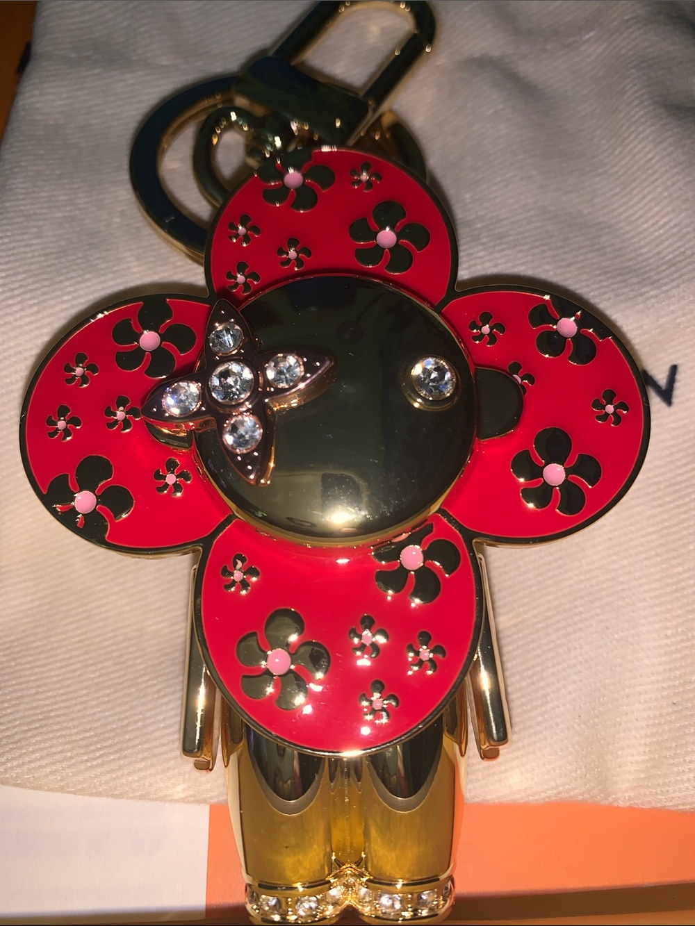 Crystal floral Monogram Vivienne purse/bag charm keychain